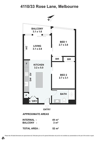 4110/33 Rose Lane, Melbourne, VIC 3000, 2 rūma, 1 rūma horoi, Apartment