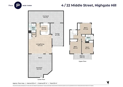 फ्लोर प्लान - 4/22 Middle Street, Highgate Hill, QLD 4101