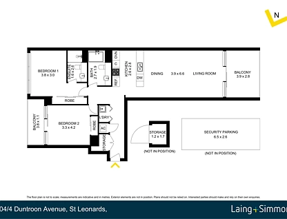 604/4 Duntroon Avenue, St Leonards, Lower North Shore, 2 침실, 2 욕실, Apartment