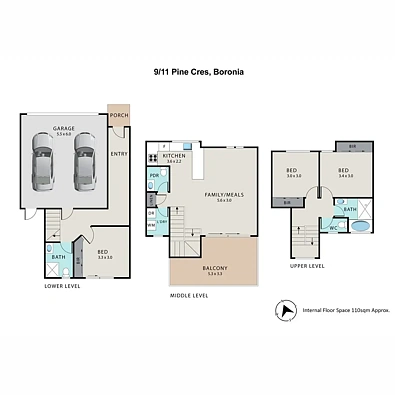 户型图 - 9/11 Pine Crescent, Boronia, VIC 3155