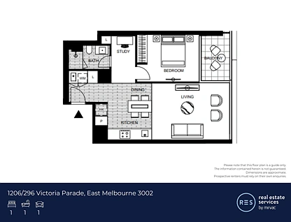 1206/296 Victoria Parade, East Melbourne, Melbourne CBD, 1 chambres, 1 salles de bain, Apartment