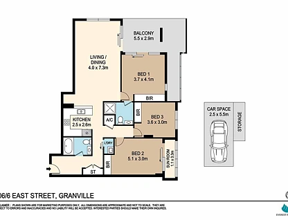 206/6 East Street, Granville, Parramatta (Northwest suburbs), 3 Bedrooms, 2 Bathrooms, Apartment