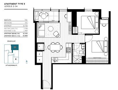 304/296 Little Lonsdale Street, Melbourne, Melbourne CBD, 2 कमरे, 1 बाथरूम, Apartment