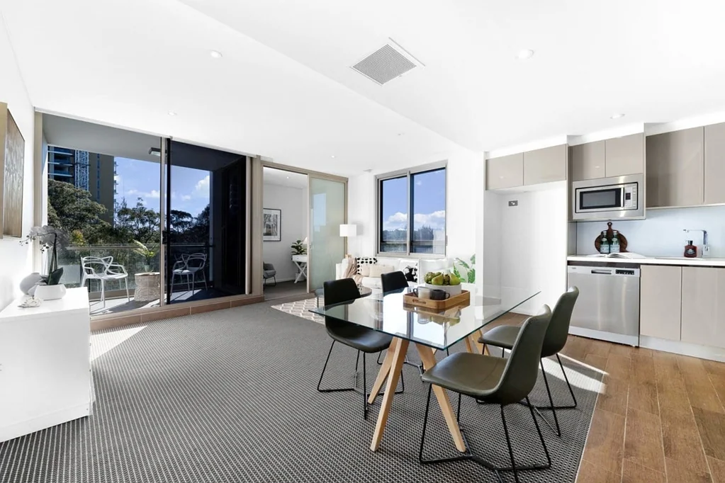Macquarie Park 1침실 RARE CORNER BLOCK WITH TREES VIEWS AND PRIVACY | 1 HUGE BEDROOM + 1 CAR SPACE + 1 STUDY ROOM WITH SLIDING DOOR TO BALCONY OR GUEST ROOM