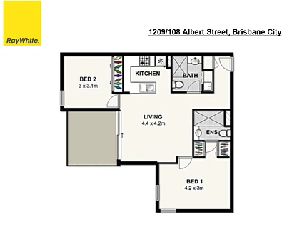 1209/108 Albert Street, Brisbane City, Brisbane - Inner City Region, 2 rūma, 2 rūma horoi, Apartment