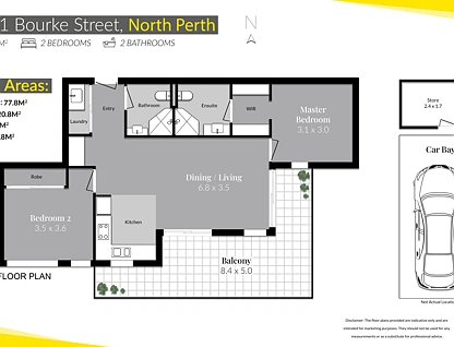 37/1 Bourke Street, North Perth, Perth CBD, 2 રૂમ, 2 બાથરૂમ, Apartment