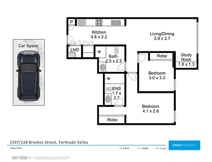 1507/128 Brookes Street, Fortitude Valley, Brisbane - Inner City Region, 2 rūma, 2 rūma horoi, Apartment