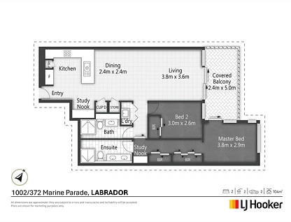 1002/372 Marine Parade, Labrador, Gold Coast, 2 Bedrooms, 2 Bathrooms, Apartment