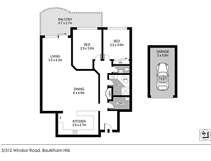 3/312-324 Windsor Road, Baulkham Hills, The Hills, 2 Kuwarto, 1 Banyo, Apartment