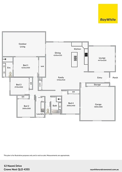 12 Naomi Drive, Crows Nest, QLD 4355, 4房, 2浴, House