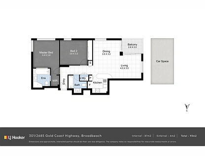 301/2685-2689 Gold Coast Highway, Broadbeach, Gold Coast, 2 ਕਮਰੇ, 2 ਬਾਥਰੂਮ, Apartment
