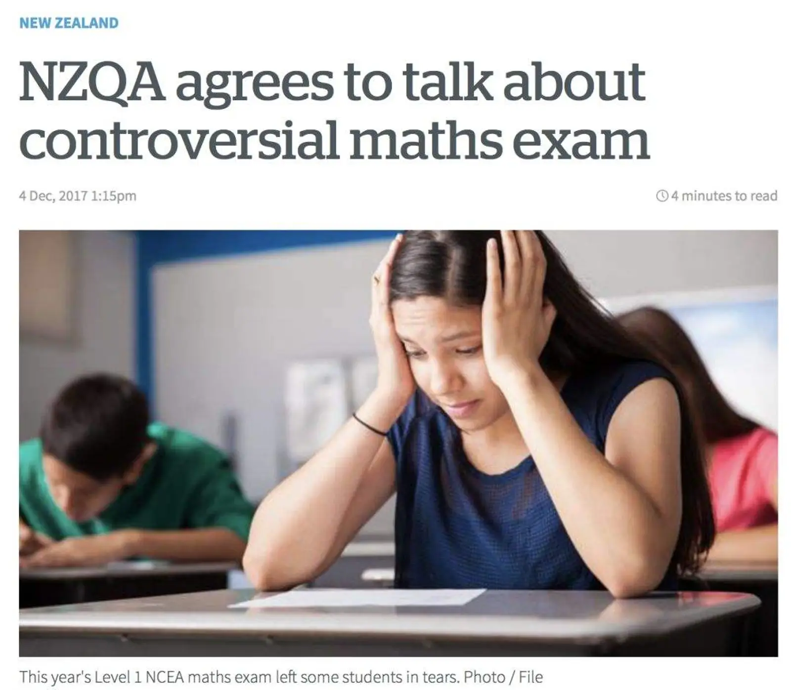 学生流泪，老师震惊，新西兰数学考试之后：从家长到老师哀嚎一片