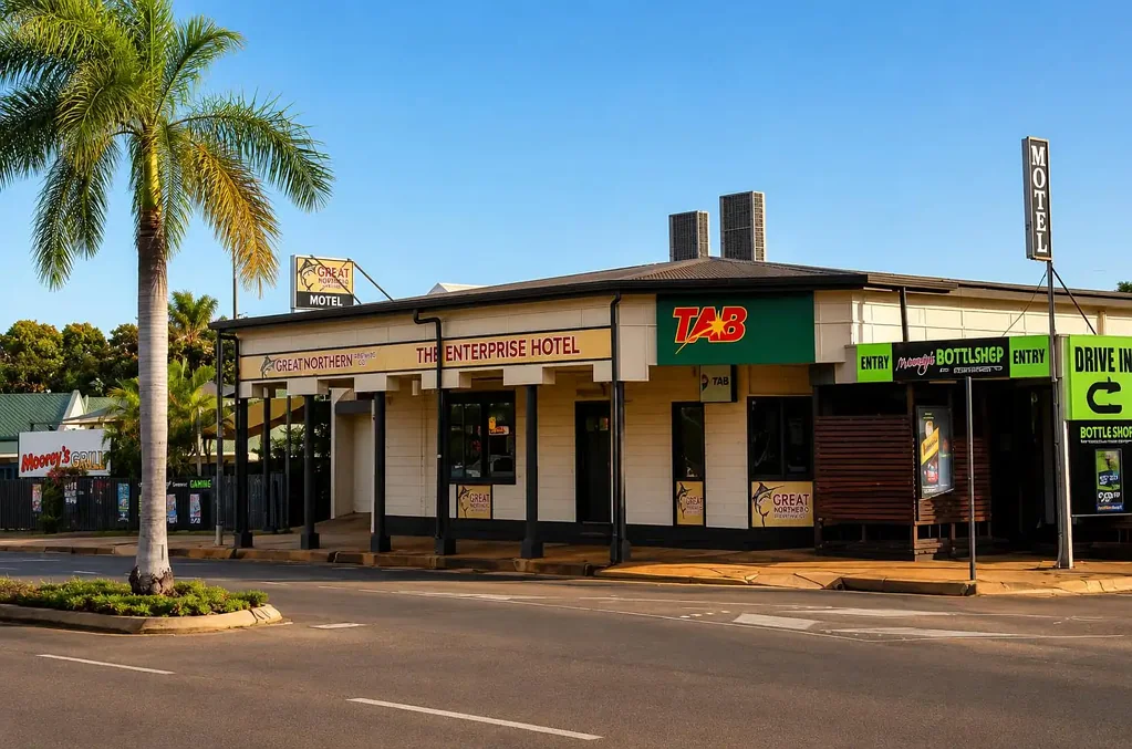 Charters Towers City 20房  Rare Freehold Hotel Motel with 20 Room Accommodation + 25 Approved Gaming Machines, Drive-Through Bottle Shop & Multiple Income Streams