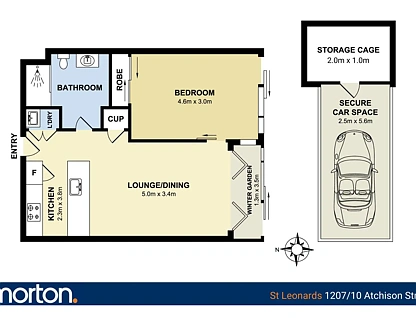 1207/10 Atchison Street, St Leonards, Lower North Shore, 1 Kuwarto, 1 Banyo, Apartment