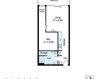 847/18 Albert Street, Footscray, Western Melbourne, 1 રૂમ, 1 બાથરૂમ, Apartment