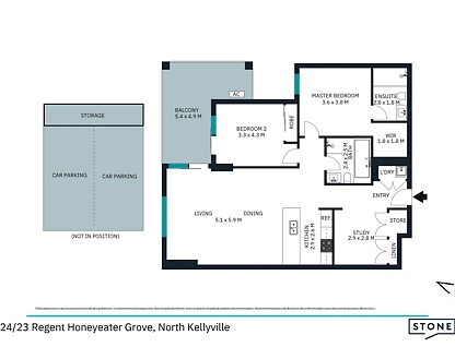 24/23 Regent Honeyeater Grove, North Kellyville, Central Tablelands, 2部屋, 2バスルーム, Apartment