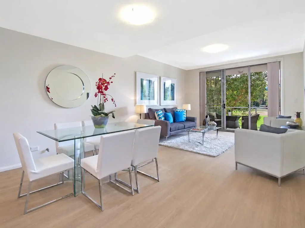 Renovated spacious single level apartment in resort complex with floorboards