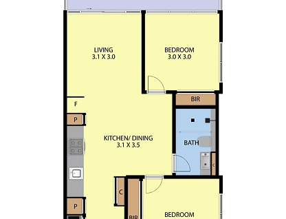 308/25 Wominjeka Walk, West Melbourne, Melbourne CBD, 2 chambres, 1 salles de bain, Apartment