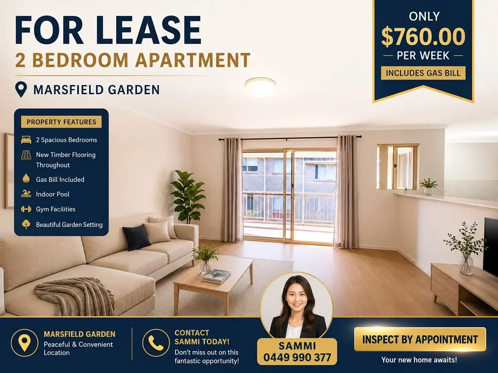 Full brick spacious 2 bedroom apartment in a resort-style complex 
(New Timber floor)