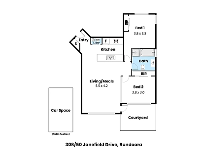 308/50 Janefield Drive, Bundoora, North Melbourne, 2 rūma, 1 rūma horoi, Apartment