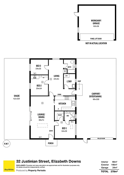 फ्लोर प्लान - 32 Justinian Street, Elizabeth Downs, SA 5113