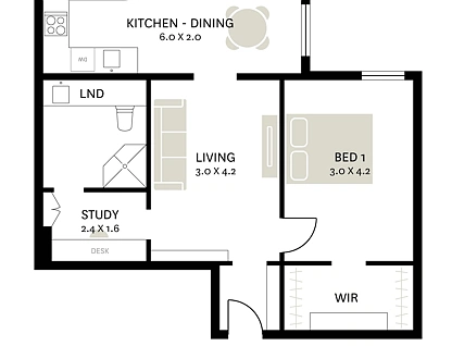 4/198-200 Forbes Street, Darlinghurst, Sydney CBD, 1房, 1浴, Apartment