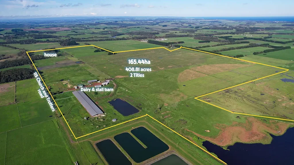 Timboon  Established Dairy Holding on 408.81 Acres with 3 Bedroom Home
