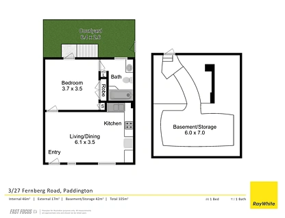 3/27 Fernberg Road, Paddington, Brisbane Western Region, 1 कमरे, 1 बाथरूम, Apartment