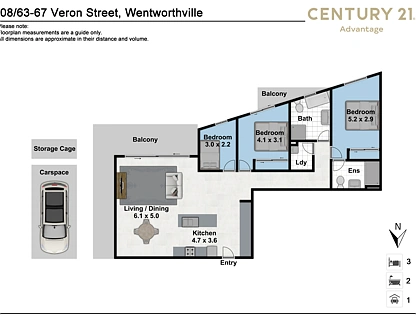 508/63-67 Veron Street, Wentworthville, Parramatta (Northwest suburbs), 3 غرف, 2 حمامات, Apartment