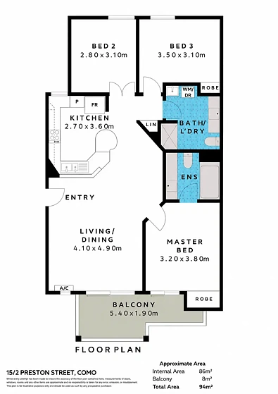 15/2 Preston Street, Como, WA 6152, 3 Bedrooms, 2 Bathrooms, Apartment