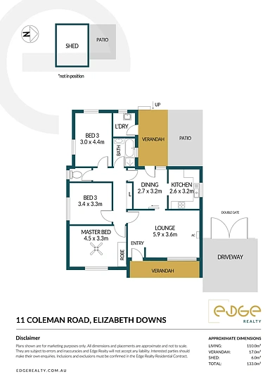 11 Coleman Road, Elizabeth Downs, SA 5113, 3房, 1浴, House
