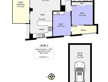 402/68 Eton Street, Sutherland, Sutherland Shire, 2部屋, 1バスルーム, Apartment