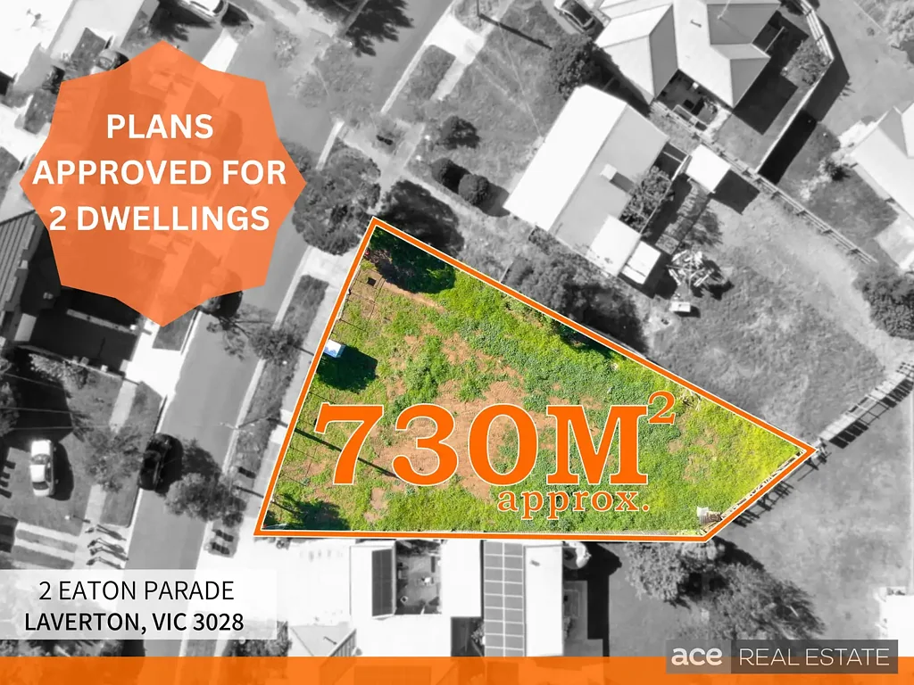 Laverton 核心地段投资优选 730㎡珍稀地块  顶级教育资源  便捷生活配套  20分钟达CBD PLANS APPROVED FOR 2 DWELLINGSINCL WORKING & ENGG. DRAWINGS!!