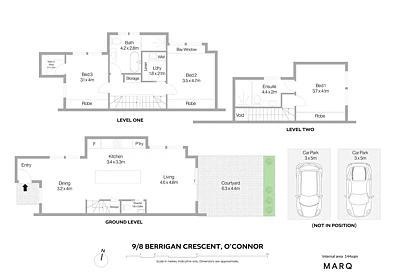 9/8 Berrigan Crescent, O'Connor, ACT 2602, 3 રૂમ, 2 બાથરૂમ, Townhouse