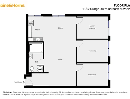 13/62 George Street, Bathurst, Central Tablelands, 3部屋, 1バスルーム, Unit