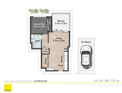 303/109 Chalk Street, Lutwyche, Brisbane - Northern Region , 1 રૂમ, 1 બાથરૂમ, Apartment
