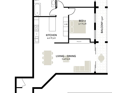 48/5-13 Hutchinson Street, Surry Hills, Sydney CBD, 2部屋, 2バスルーム, Apartment