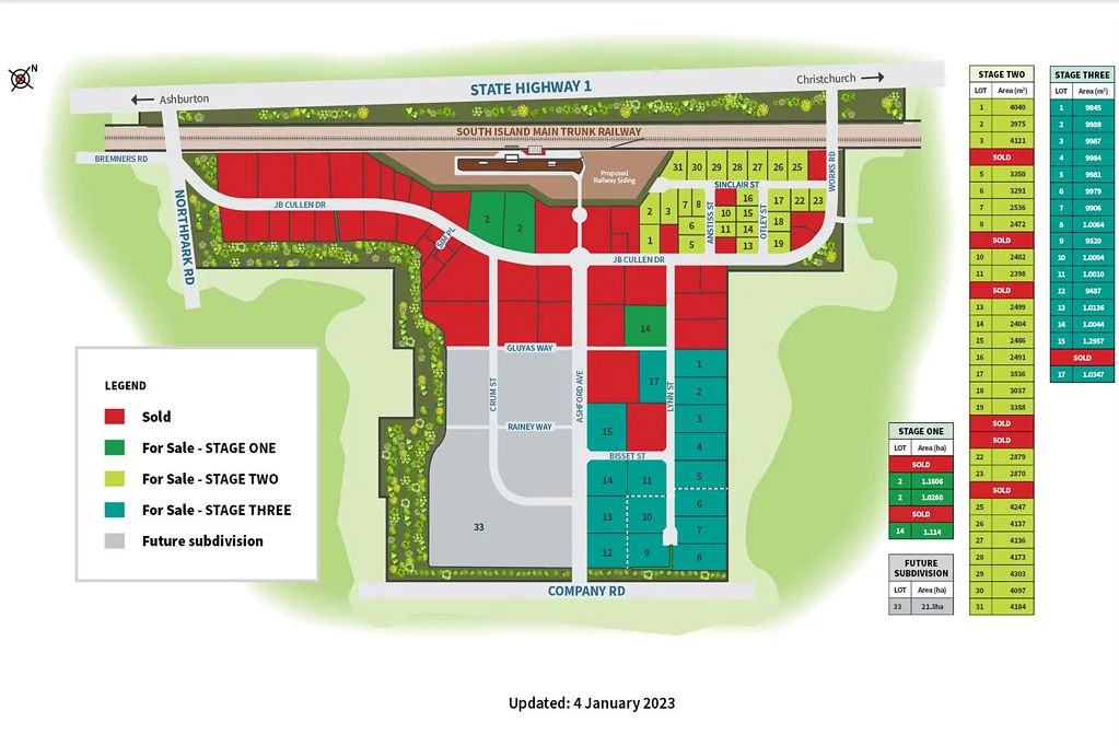 Ashburton Stage 1 - Land Parcels Available