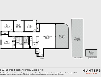 612/16 Middleton Avenue, Castle Hill, The Hills, 3 habitaciones, 2 baños, Apartment