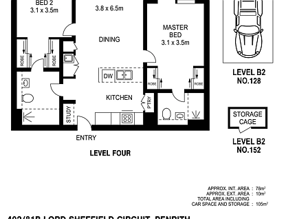402/81B Lord Sheffield Circuit, Penrith, Outer Western Sydney, 2 rūma, 2 rūma horoi, Apartment