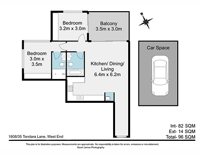 1608/35 Tondara Lane, West End, Brisbane - Inner City Region, 2 Schlafzimmer, 2 Badezimmer, Apartment