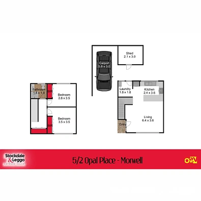 फ्लोर प्लान - 5/2 Opal Place, Morwell, VIC 3840