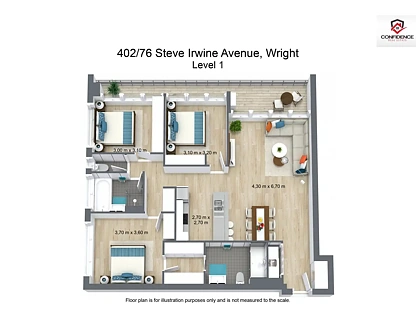 402/76 Steve Irwin Avenue, Wright, ACT 2611, 3 침실, 2 욕실, Apartment