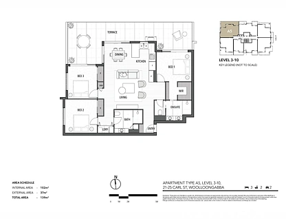 Lot 1105/21-25 Carl Street, Woolloongabba, Brisbane - Southern Region, 3房, 2浴, Apartment