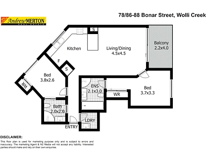 78/86 Bonar Street, Wolli Creek, South Western Suburbs, 2 ਕਮਰੇ, 2 ਬਾਥਰੂਮ, Apartment