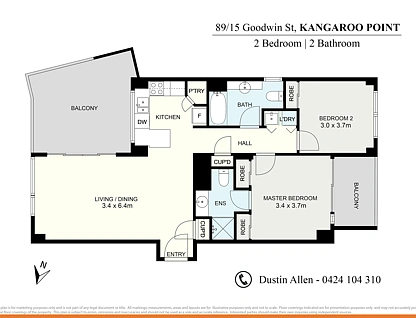 ID:21124789/15 Goodwin Street, Kangaroo Point, Brisbane - Eastern Region, 2 Bedrooms, 2 Bathrooms, Apartment