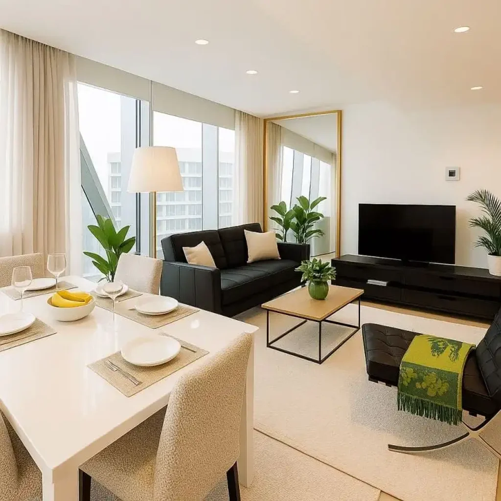 Corporate Stays & Executive Living | High-Floor Furnished 2-Bed + Study | West Side Place