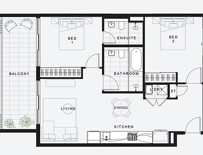 1bed/105 Forest Road, Hurstville, St George, 1 rūma, 1 rūma horoi, Apartment