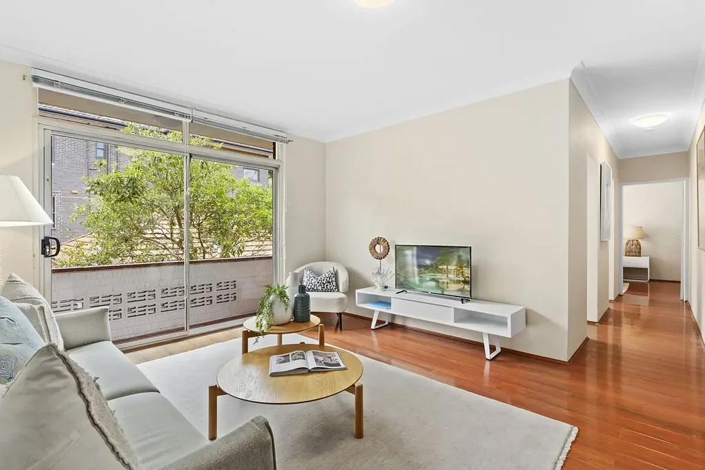 Conveniently located apartment with light filled interiors
