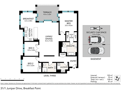 31/1 Juniper Drive, Breakfast Point, Inner West, 3 ਕਮਰੇ, 2 ਬਾਥਰੂਮ, Apartment